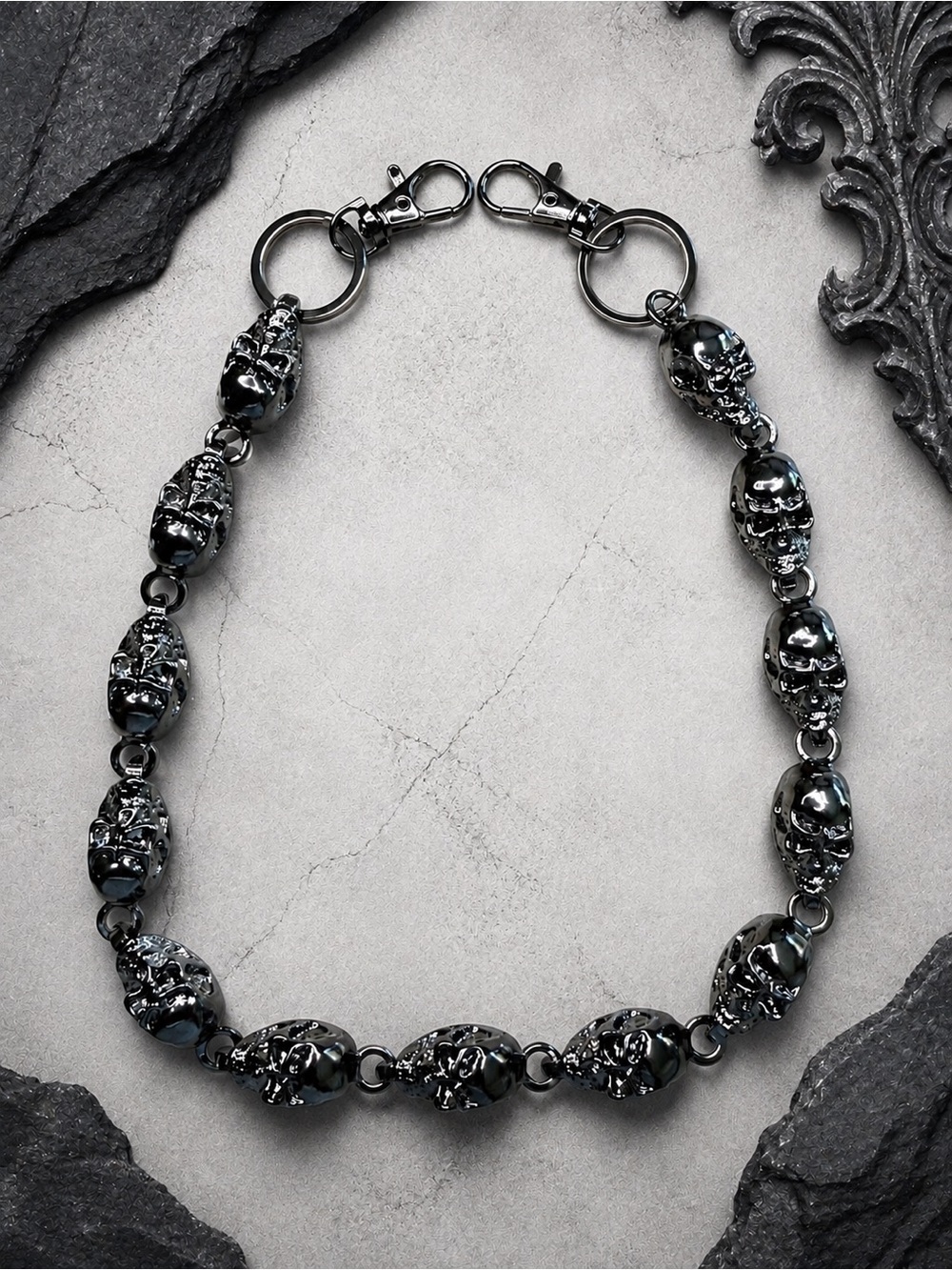 🖤 Gunmetal Skull Bag Chain | Gothic Edgy Handbag Accessory